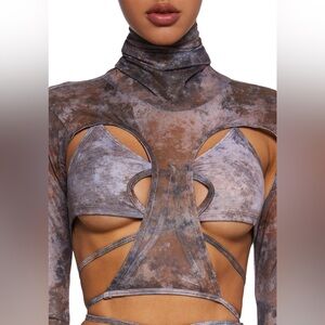 FADER TOP AND SHRUG SET by DARKER WAVS Dolls Kill Sold Out sz LARGE